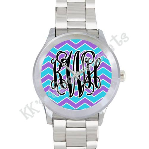 Purple/ Aqua Chevron Watch: Black