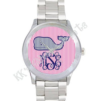 Pink Stripe Whale Watch: Navy