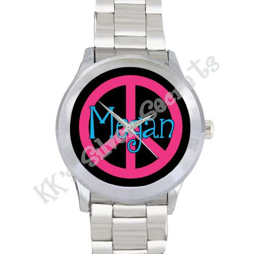 Peace Monogram Watch: Pink/ Full Name