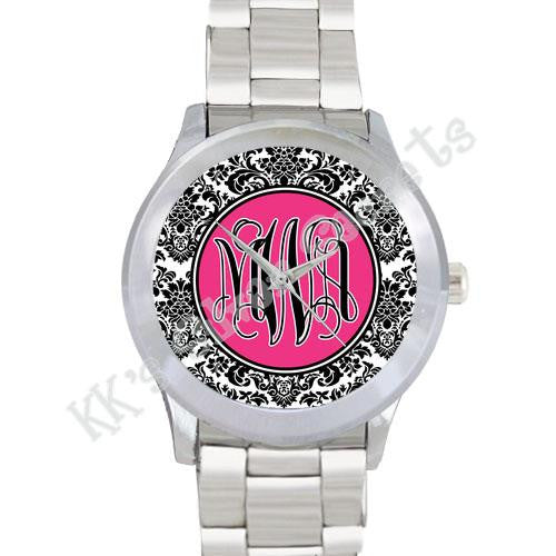 Damask Watch: Black/ Hot Pink