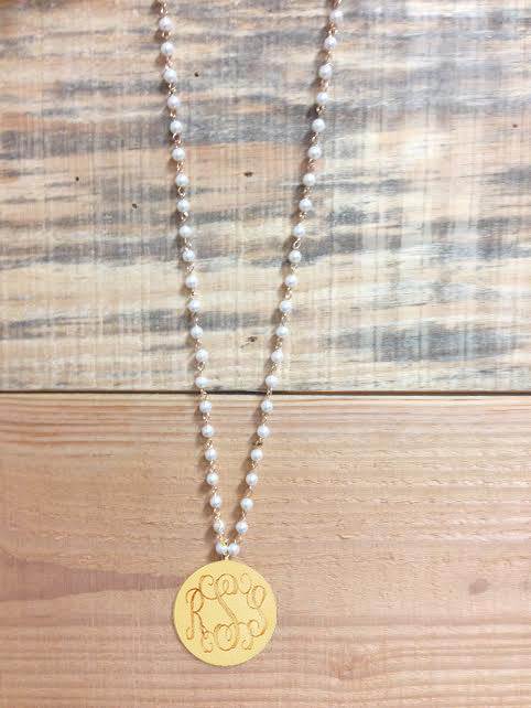 Girls Best Friend Monogram Necklace: Pearls