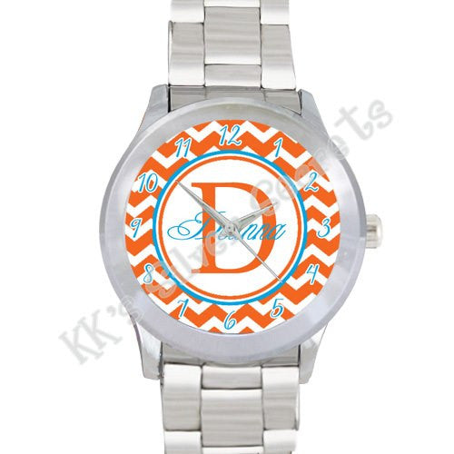 Chevron Monogram Watch: Orange/ Full Name