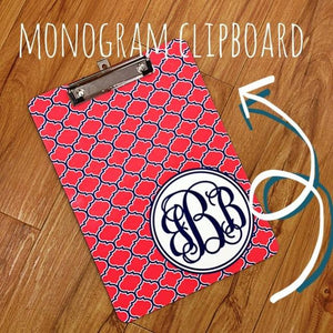 Monogram Clipboard: Geo Red/ Navy