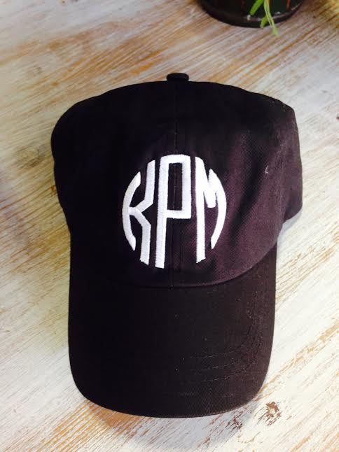 Monogram Baseball Hat: Black/ Circle White