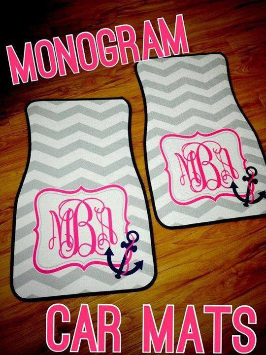 Monogram Car Mats: Chevron/ Anchor