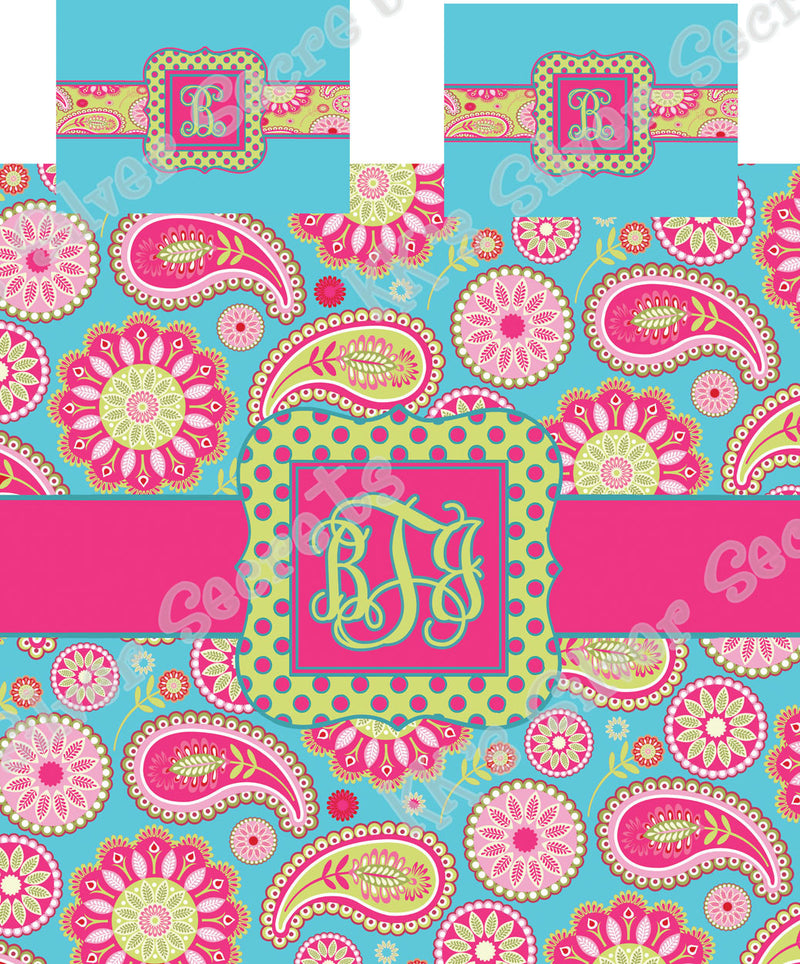 KK's Custom Bedding: Blue and Pink Colorful Paisley