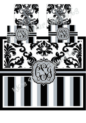KK's Custom Bedding: Damask with Stripes
