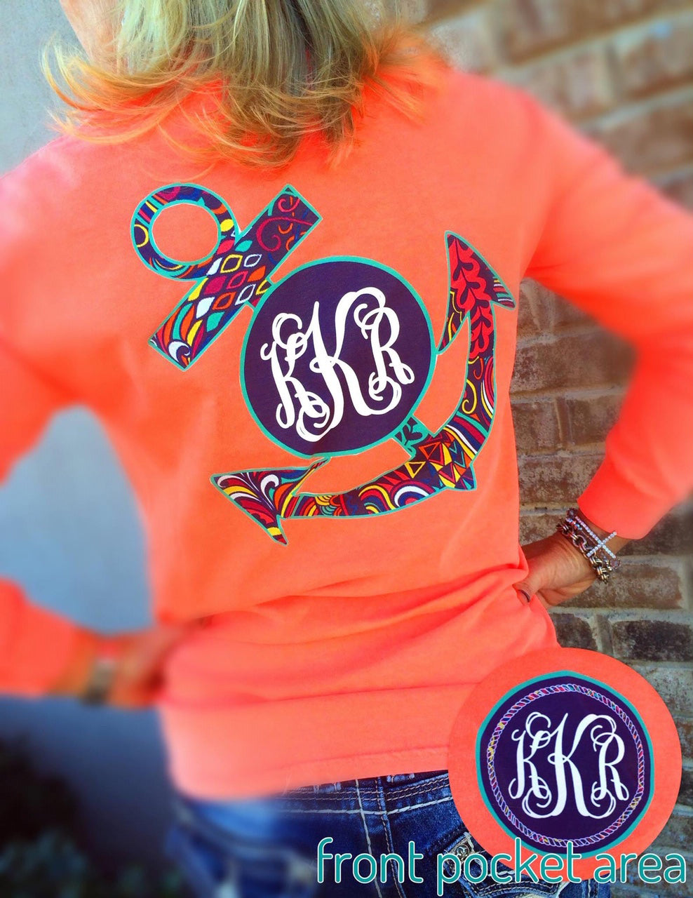 Anchors Celtic Monogram T-Shirt: Neon Coral