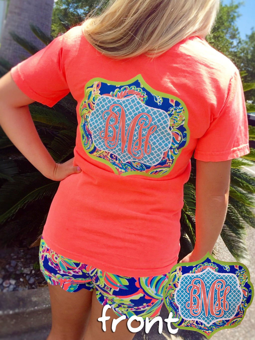 Bright & Brillant Coral Monogram T-Shirt