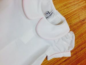 Collared Dress: White/ Light Pink Trim