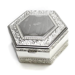 Hexagon Monogram Silver Jewelry Box