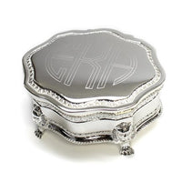 Ornate Monogram Silver Jewelry Box