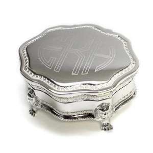 Ornate Monogram Silver Jewelry Box