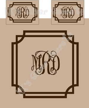 KK's Custom Bedding: Beige w/ Framed Monogram