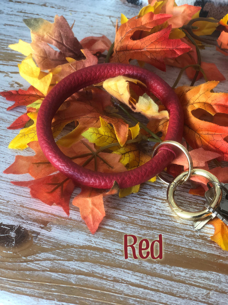 Fall leather bangle key fobs