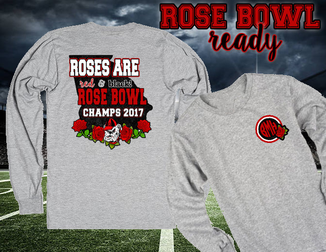 UGA CHAMPS Rose Bowl Game Day Long Sleeve Tee: Roses/Red
