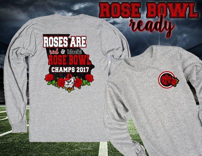 UGA CHAMPS Rose Bowl Game Day Long Sleeve Tee: Roses/Red