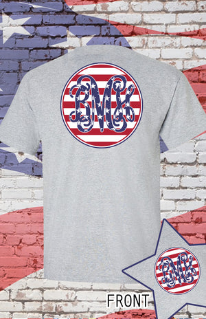 American Pride Short Sleeve T-Shirt: Stars & Stripes/ Grey