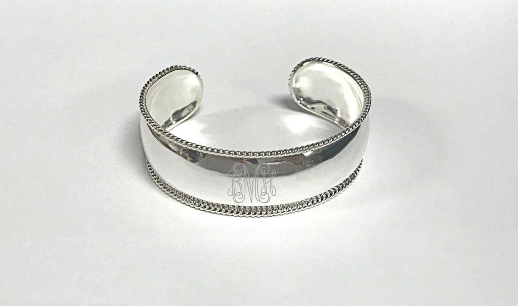 Silver Monogram Rope Twist Cuff