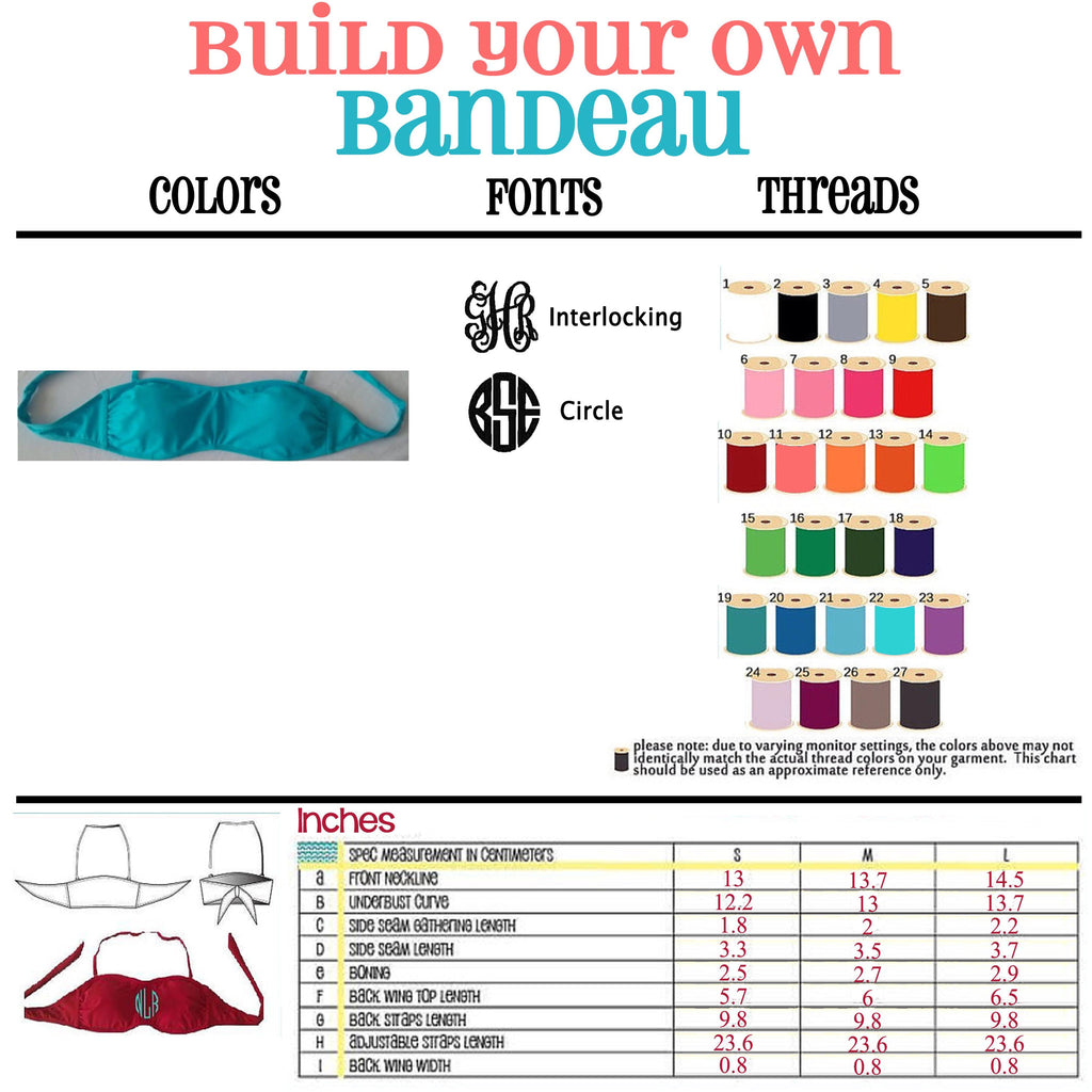 Monogram Bandeau Top: Aqua