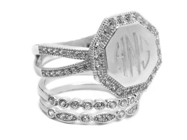 Octagon Stackable Ring Set: Sterling Silver Ring