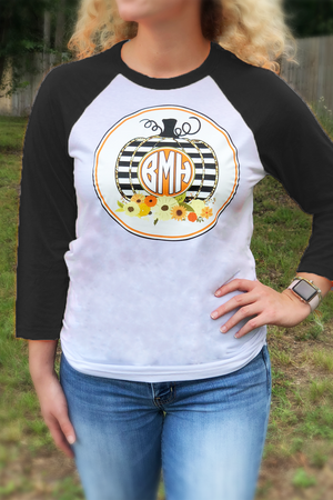 Preppy Pumpkin: Raglan Tee: Orange