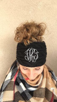 Monogram Messy Bun Beanie Headband