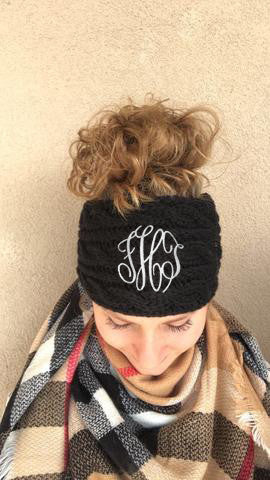 Monogram Messy Bun Beanie Headband