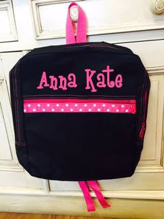 Large Black Pink Backpack: Pink Name