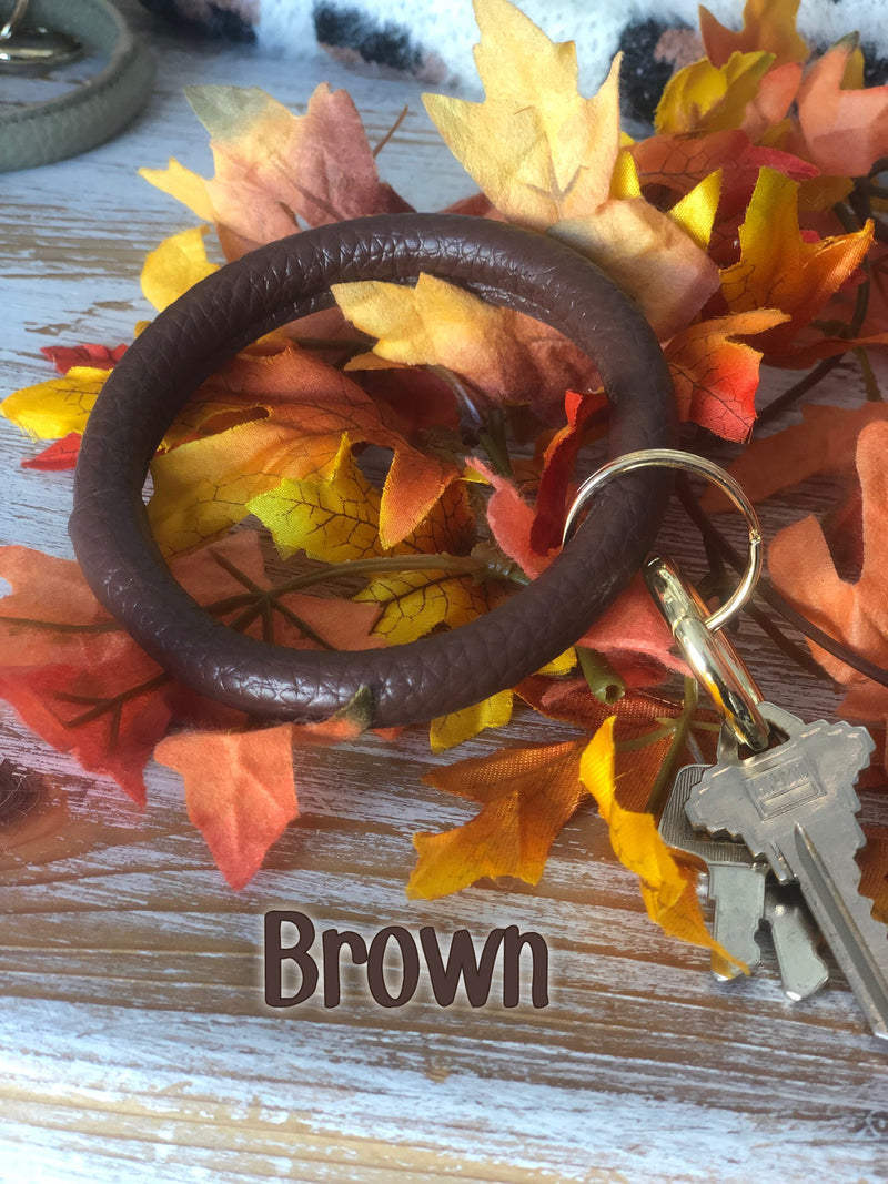 Fall leather bangle key fobs