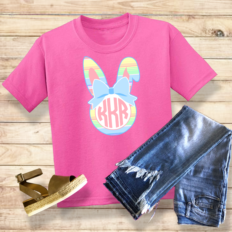 Happy Bunny Pastel/ Serape Monogram Tee