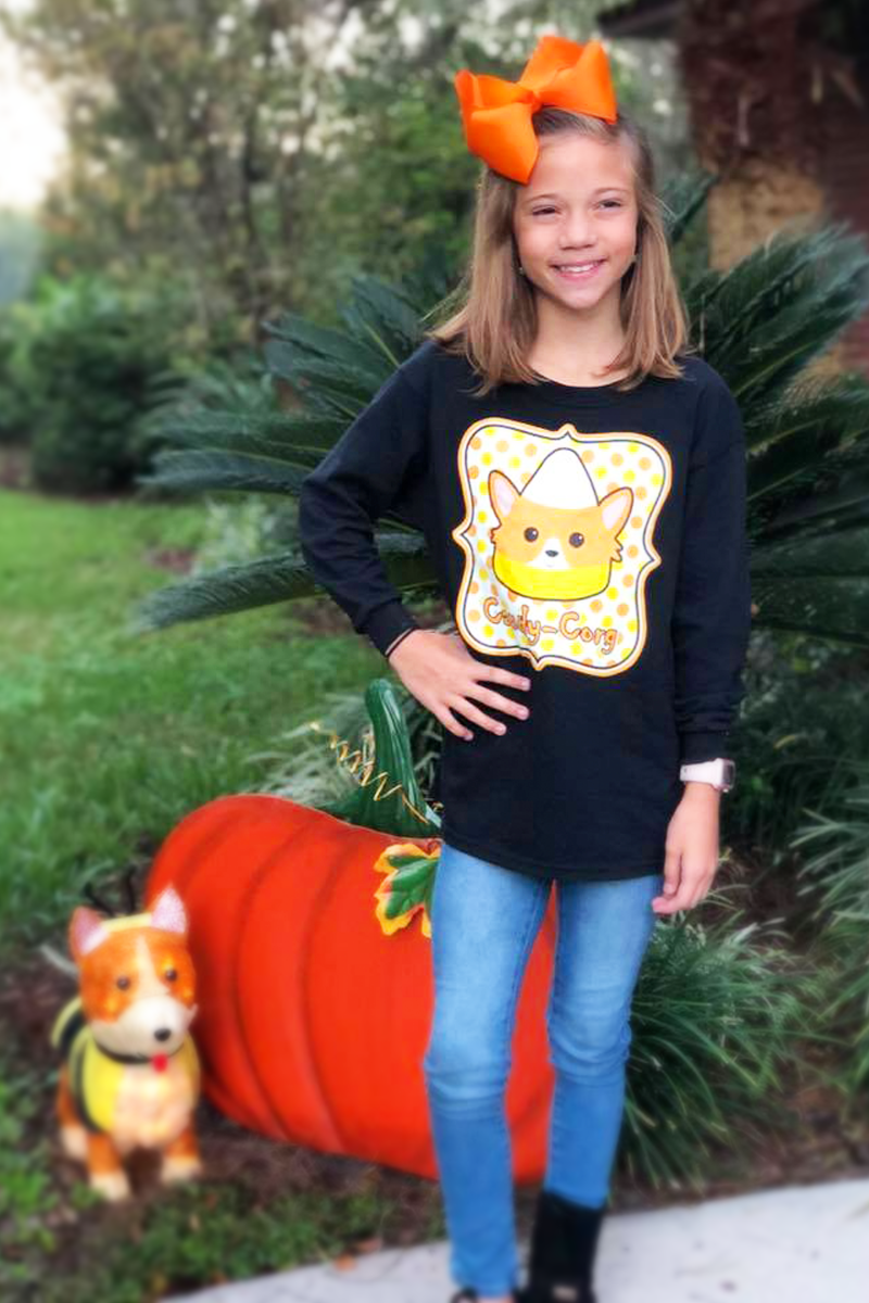 Candy-Corg Long Sleeve Shirt: Black