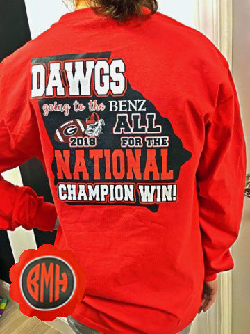National Championship 2018 DAWGS Game Day Long Sleeve Tee: Red