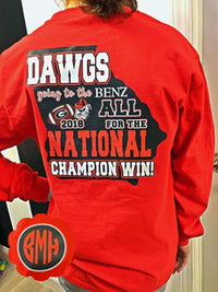 National Championship 2018 DAWGS Game Day Long Sleeve Tee: Red