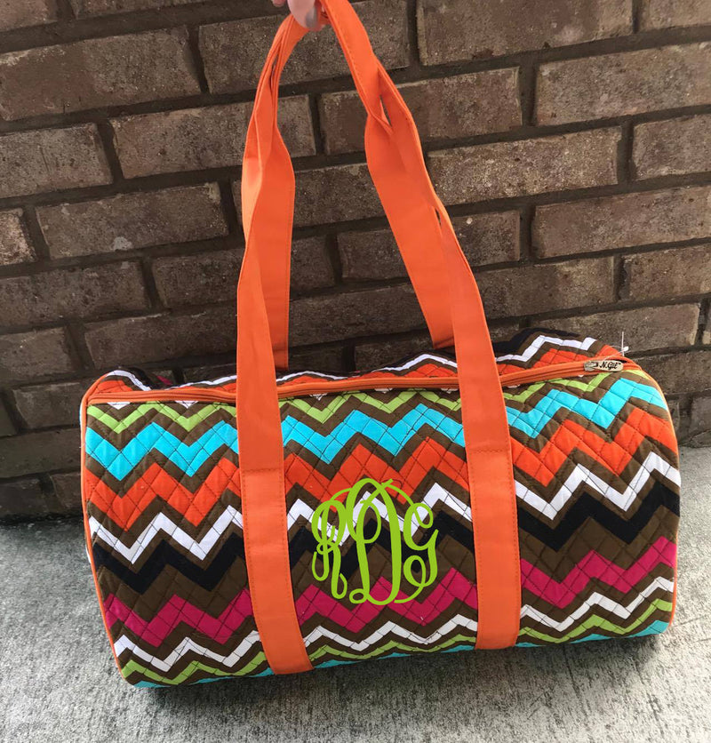 Colorful Chevron Monogram Duffel: Large