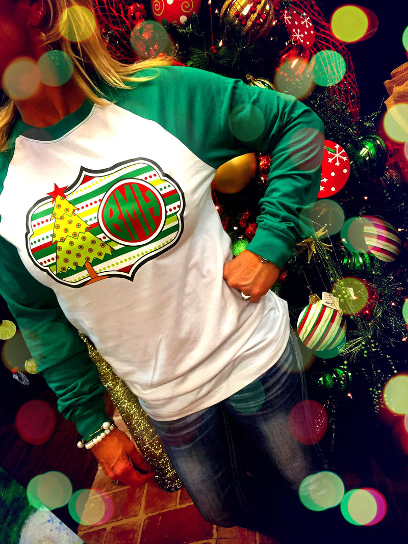 Christmas Tree Raglan Tee