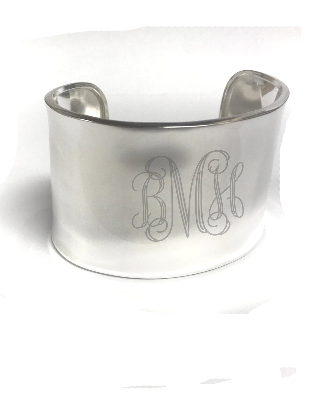 Silver Monogram Wide Band Cuff: GOLD/SILVER