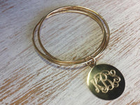 3 Bangle Monogram Bracelet: Gold