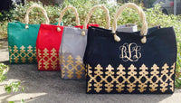 Royal Burlap Totes: Gold/ Vine