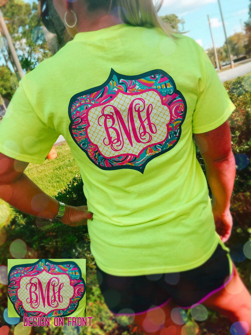 Eccentric Paisley Monogram Tshirt: Neon Yellow