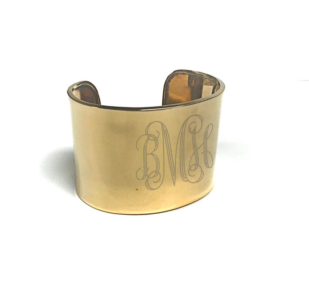 Silver Monogram Wide Band Cuff: GOLD/SILVER