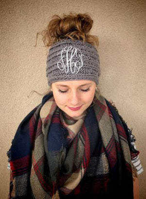 Monogram Messy Bun Beanie Headband