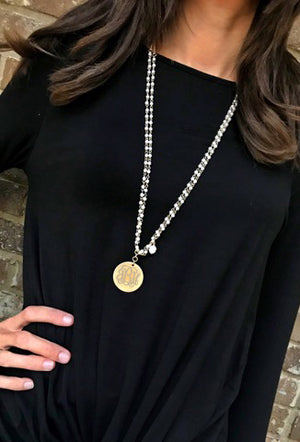 Hailey Monogram Pearl Chain Necklace