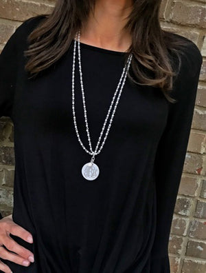 Hailey Monogram Pearl Chain Necklace
