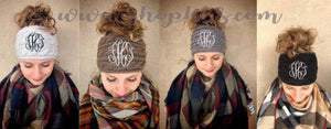 Monogram Messy Bun Beanie Headband