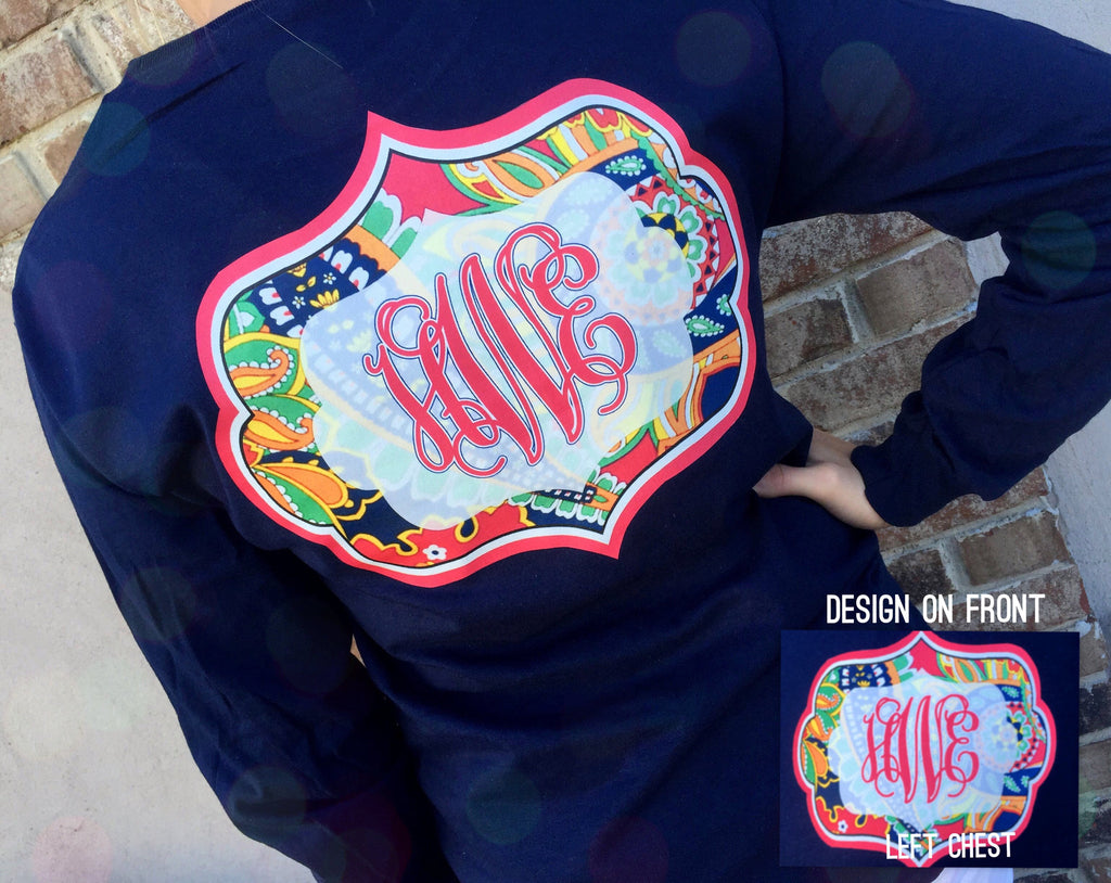 Love Me Paisley Long Sleeve Shirt: Navy