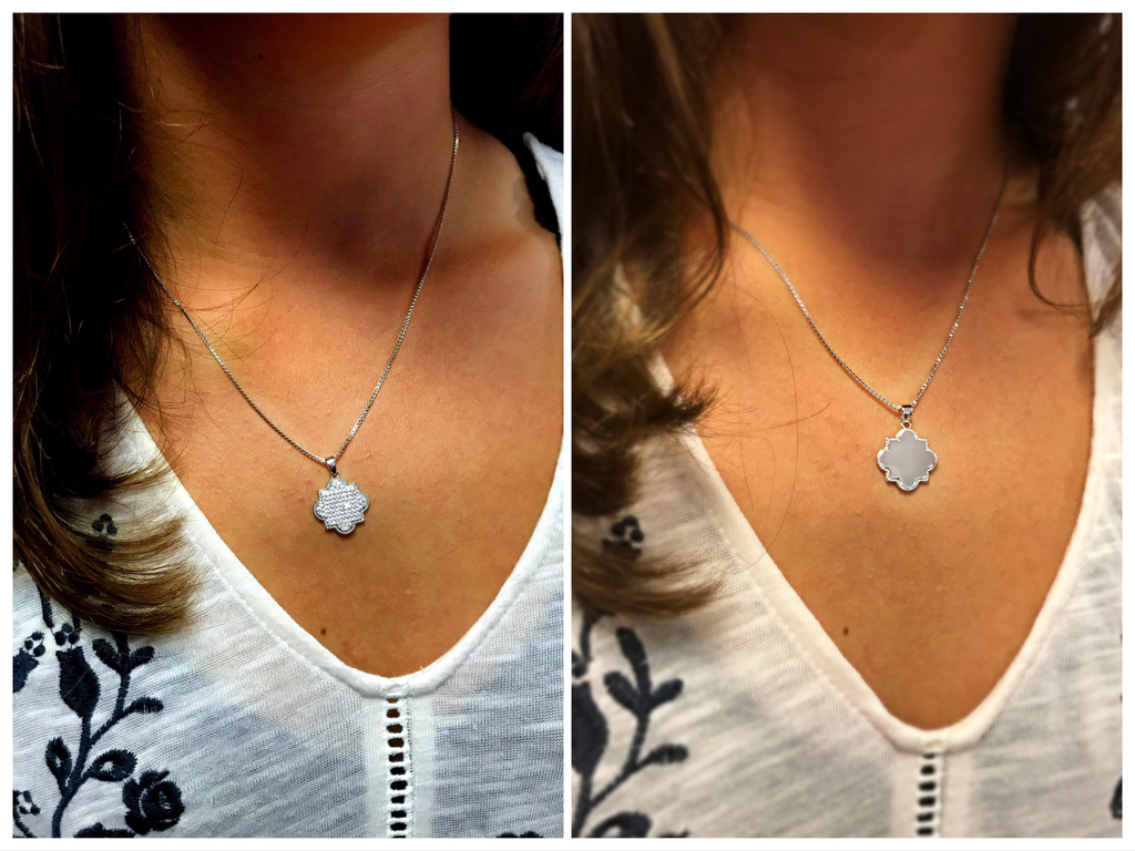 Crystal Quarterfoil Monogram Necklace: Silver/Gold