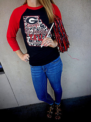 It's Football Ya'll: DAWGS RAGLAN RED/BLACK