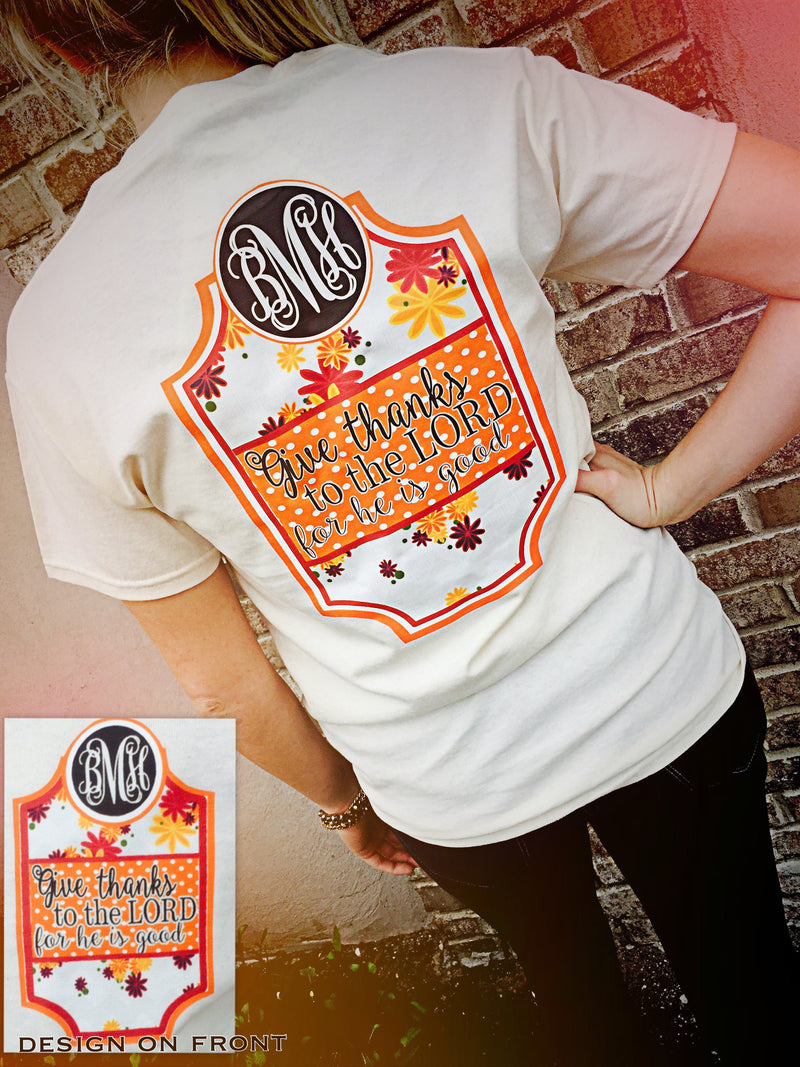 Give Thanks Fall Monogram Tshirt