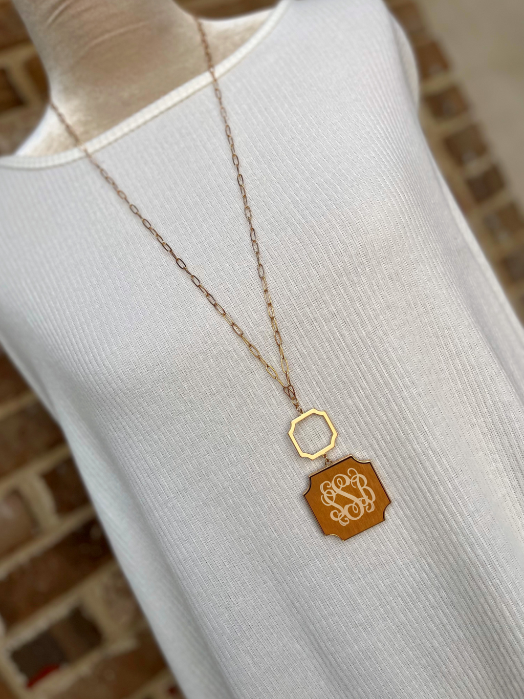 Maisy: Monogram Wooden Necklace